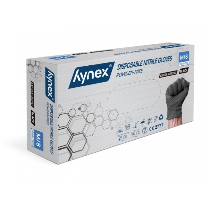Handschoen Hynex nitril M zwart 5gr extra sterk100 stuks