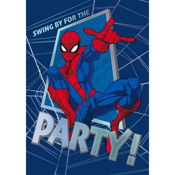 Wenskaart Hallmark uitnodiging Spiderman pak &agrave; 6 stuks