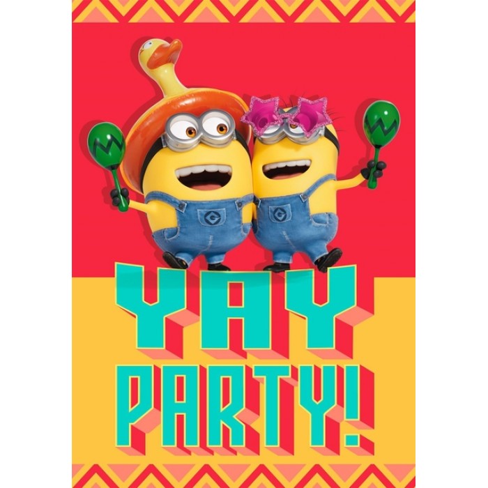 Wenskaart Hallmark uitnodiging Minions pak &agrave; 6 stuks