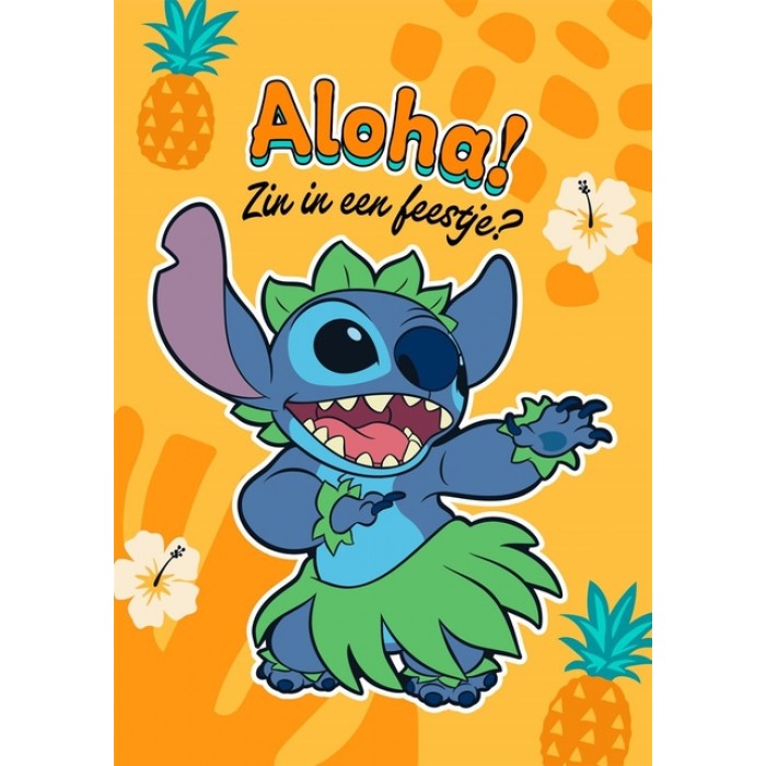 Wenskaart Hallmark uitnodiging Disney Stitch pak &agrave; 6 stuks