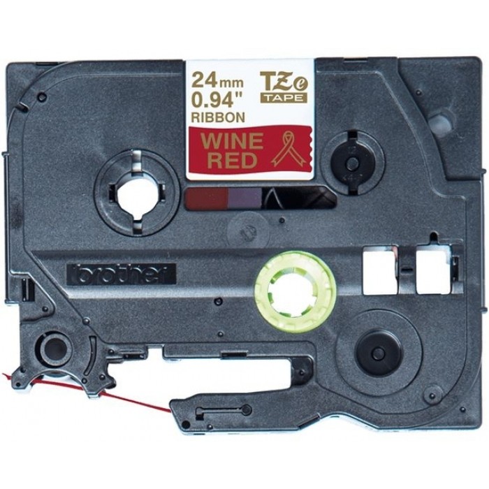 Labeltape Brother P-touch TZe-RW54 24mm goud op wijnrood