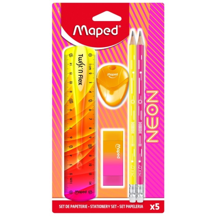 Tekenset Maped Neon set &agrave; 5 delen assorti