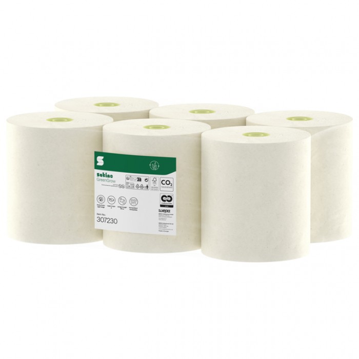 Handdoekrol Satino SYS1 GreenGrow 2-laags 6x175m naturel 307230