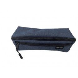 Pennenetui Econovo met 2 ritsluitingen blauw
