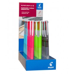4-Kleuren balpen PILOT Super Grip G medium assorti display &agrave; 24 stuks