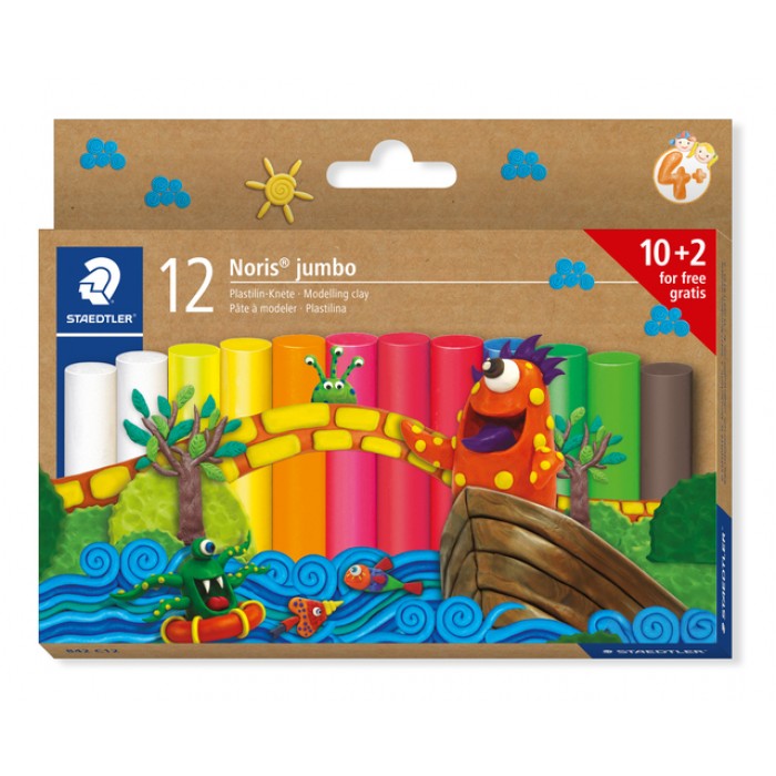 Boetseerklei Staedtler Noris jumbo set &agrave; 12 kleuren