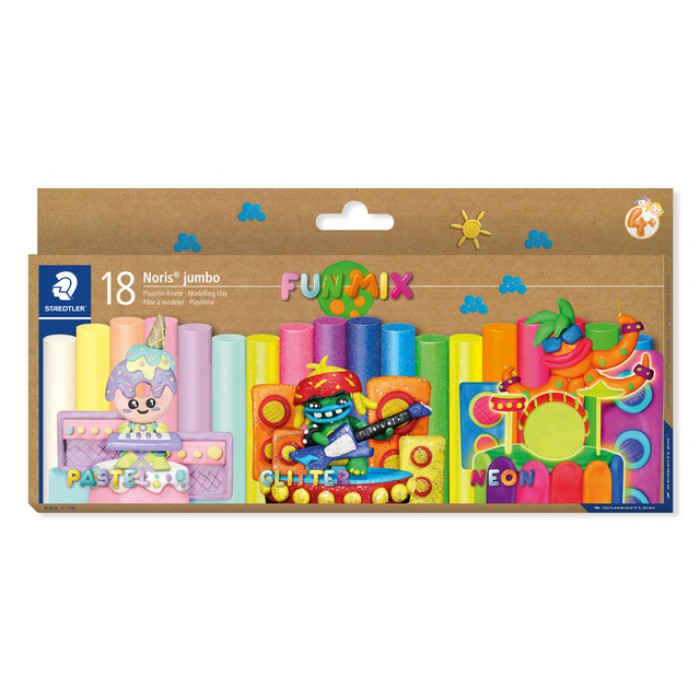 Boetseerklei Staedtler Noris jumbo set &agrave; 18 kleuren