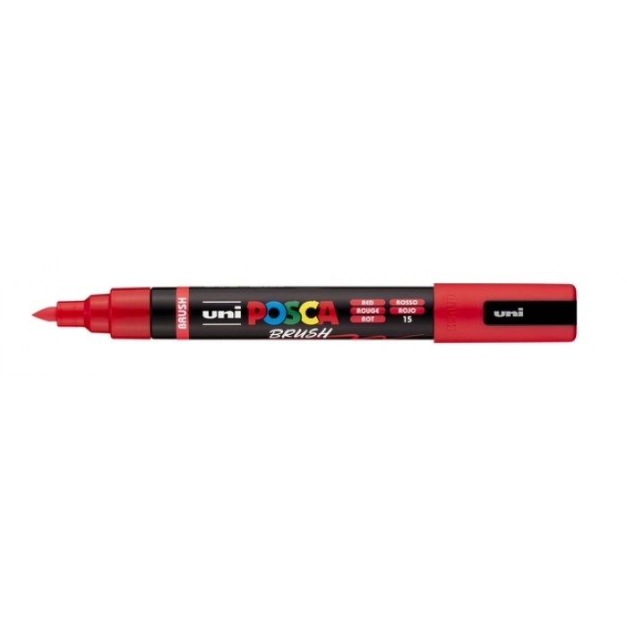 Paintmarker Uni POSCA PC-5BR brushpunt medium rood