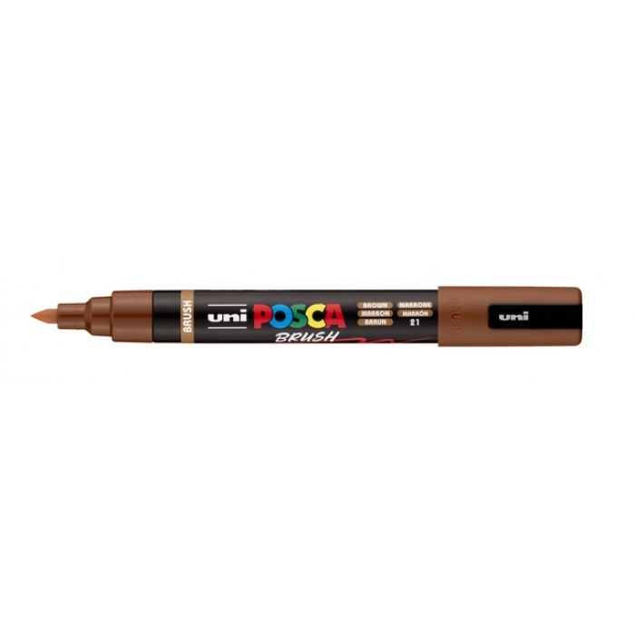 Paintmarker Uni POSCA PC-5BR brushpunt medium bruin