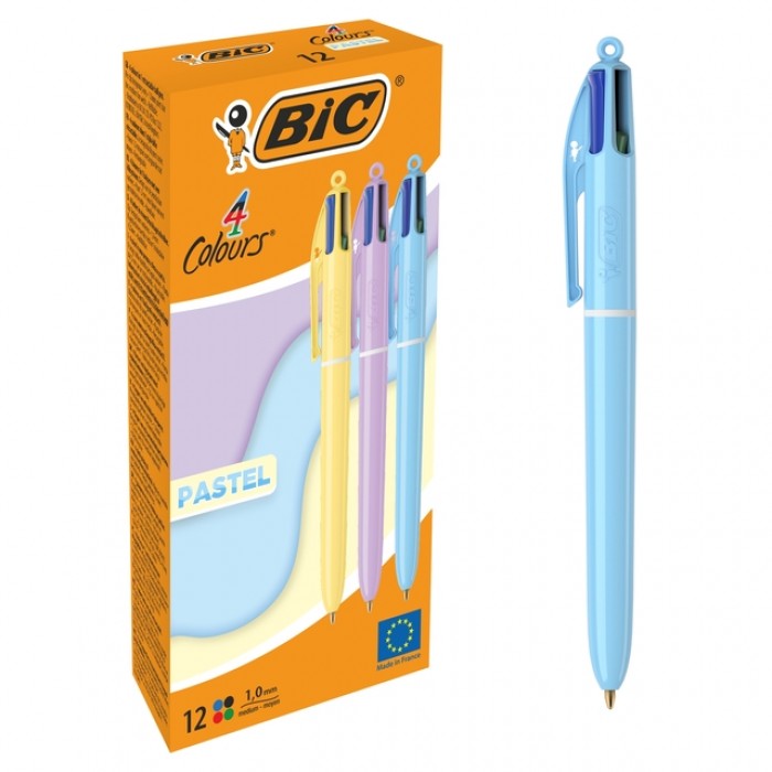 4-Kleuren balpen Bic medium pastel assorti