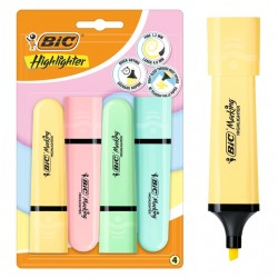 Markeerstift Bic pastel assorti blister &agrave; 4 stuks