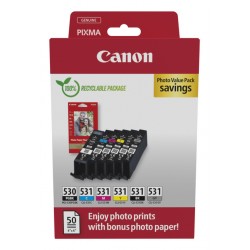Inktcartridge Canon PGI-530 CLI-531 2 x zwart + 4 kleuren
