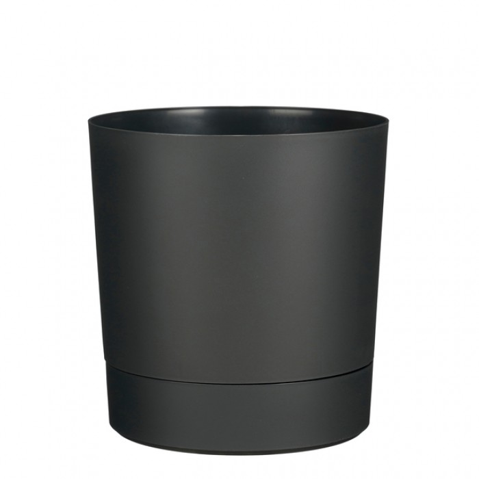 Plantenpot Mica Coco met schotel rond hoogte 29,5 &Oslash;28 cm antraciet