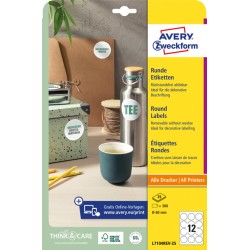 Etiket Avery L7104REV-25 60mm wit 300 stuks