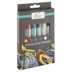 Acrylmarker Nassau duopunt set &agrave; 6 kleuren