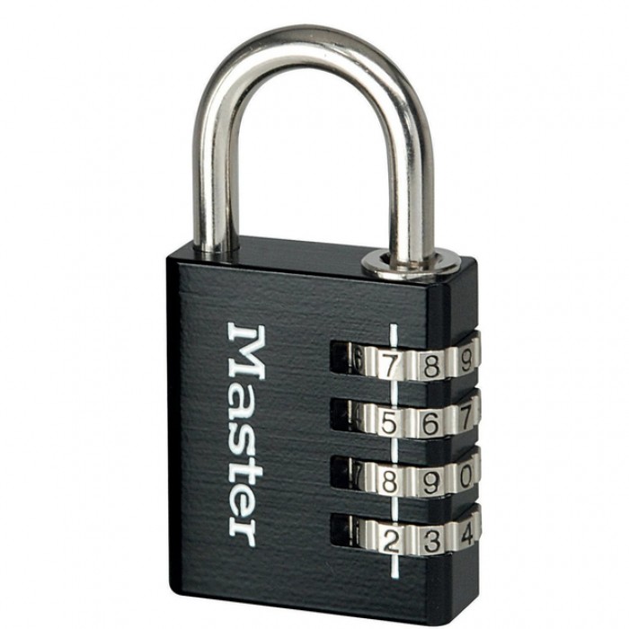 Hangslot MasterLock combinatieslot aluminium + hoofdsleutel 40mm