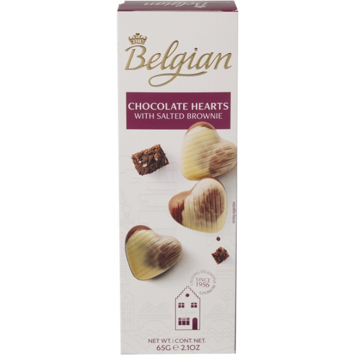 Chocolade The Belgian hartjes brownie gezouten 65 gram