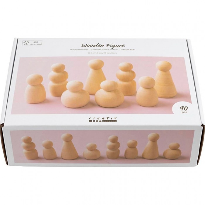 Figuurtjes Creativ Company hout doos &agrave; 90 stuks