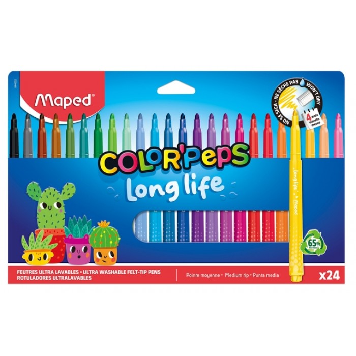 Viltstift Maped Color'Peps Long Life 2.0 set &agrave; 24 stuks assorti