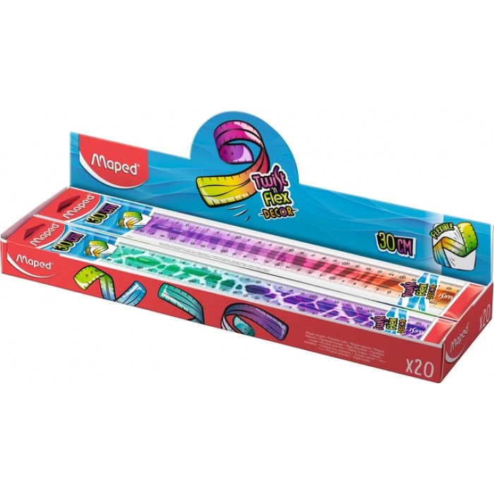 Liniaal Maped Twist 'n Flex Decor Animals 30cm display &agrave; 20 stuks assorti