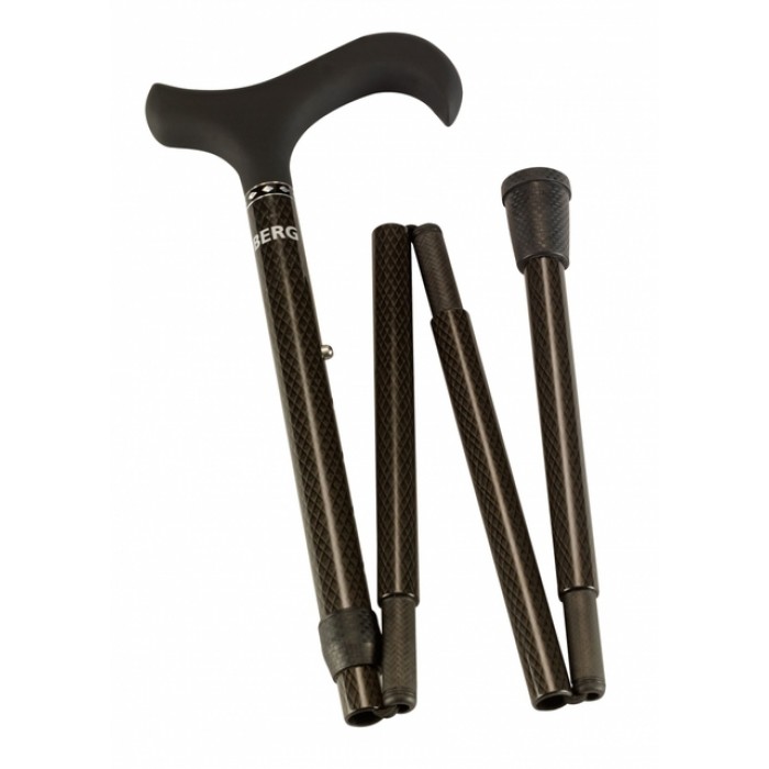 Wandelstok Able2 opvouwbaar carbon soft derby handvat zwart