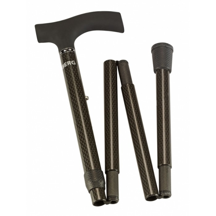 Wandelstok Able2 opvouwbaar carbon soft recht handvat zwart