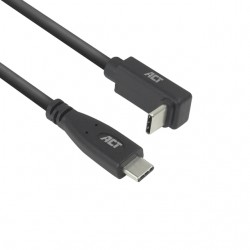 Kabel ACT USB-C standaard naar USB-C hoek boven/beneden 10Gbps 1m