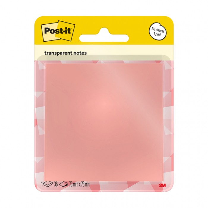 Memoblok Post-it 3M 73x73mm Transparant roze