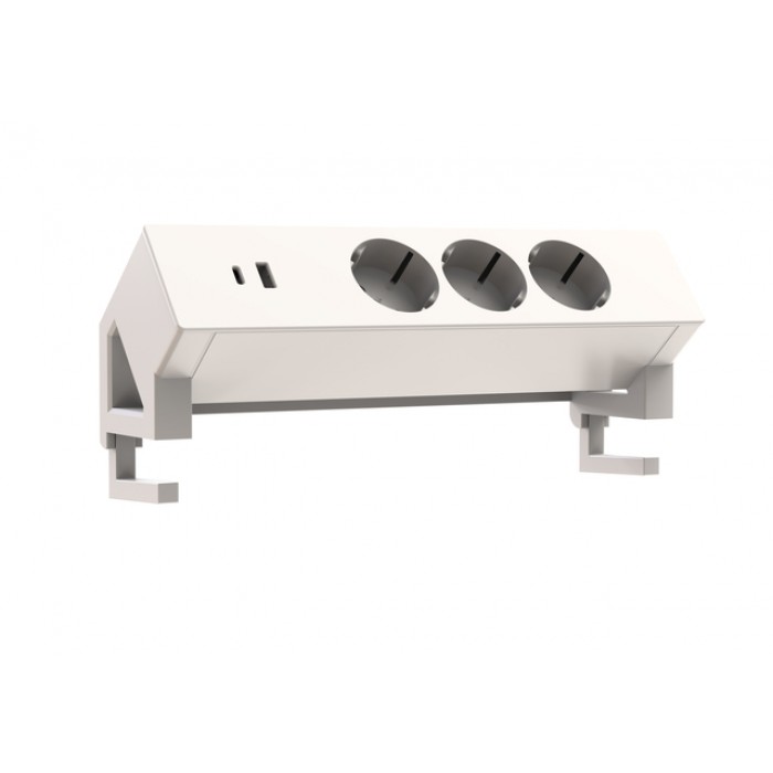 Stekkerdoos Euroseat opbouw 3 voudig USB A+C wit