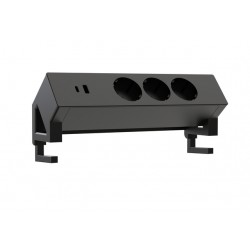 Stekkerdoos Euroseat opbouw 3 voudig USB A+C zwart