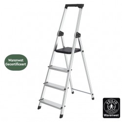 Huishoudtrap BRASQ 4 treden aluminium SLA400 zilver