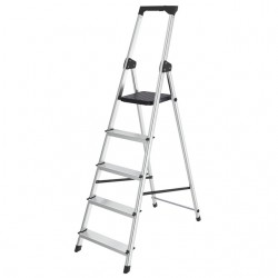 Huishoudtrap BRASQ 5 treden aluminium SLA500 zilver