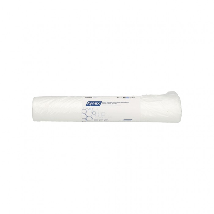 Afvalzak Hynex 50x55cm HDPE recycled T15 25L transparant rol &agrave; 50 stuks