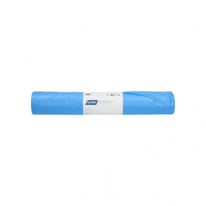 Afvalzak Hynex 70x110cm HDPE recycled T25 120L blauw rol &agrave; 25 stuks
