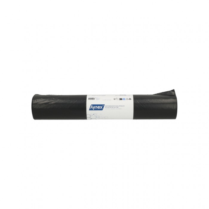 Afvalzak Hynex 60x80cm LDPE recycled T60 60L zwart rol &agrave; 20 stuks
