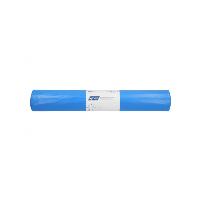 Afvalzak Hynex 80x110cm LDPE recycled T60 130L blauw rol &agrave; 20 stuks
