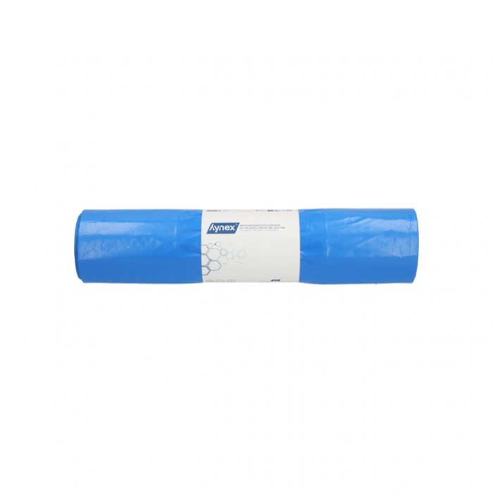 Afvalzak Hynex 65/25x135cm LDPE recycled T80 240L blauw rol &agrave; 10 stuks