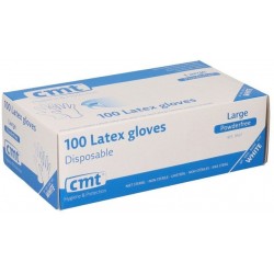 Handschoen CMT L latex poedervrij wit 100 stuks