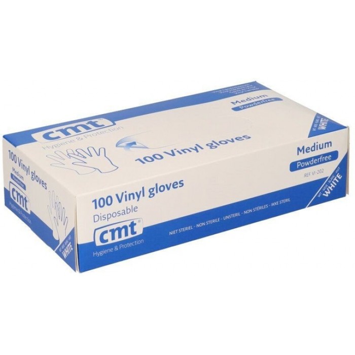 Handschoen CMT M vinyl poedervrij wit 100 stuks