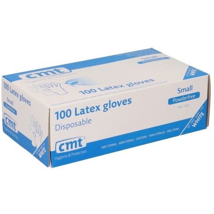 Handschoen CMT S latex poedervrij wit 100 stuks