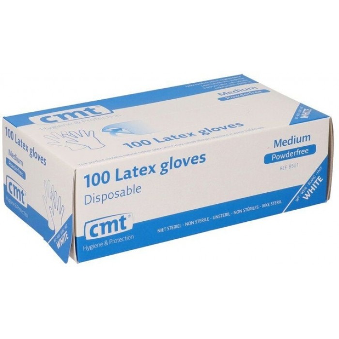 Handschoen CMT M latex poedervrij wit 100 stuks