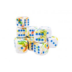 Dobbelsteen Chessex Breezy/blue D6 16mm set &agrave; 12 stuks