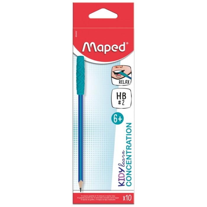 Potlood Maped Kidy Learn Concentration met kauwtopper blauw 10 stuks