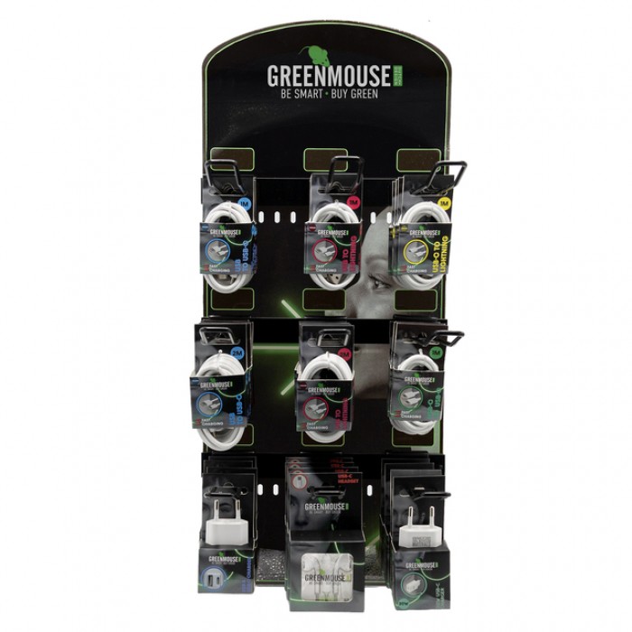Kassadisplay Green Mouse telefoonaccessoires voor blisterverpakkingen