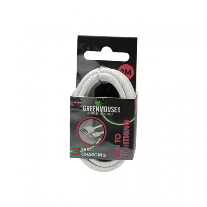 Kabel Green Mouse USB-A to Lightning data Woven 2m blisterverpakking