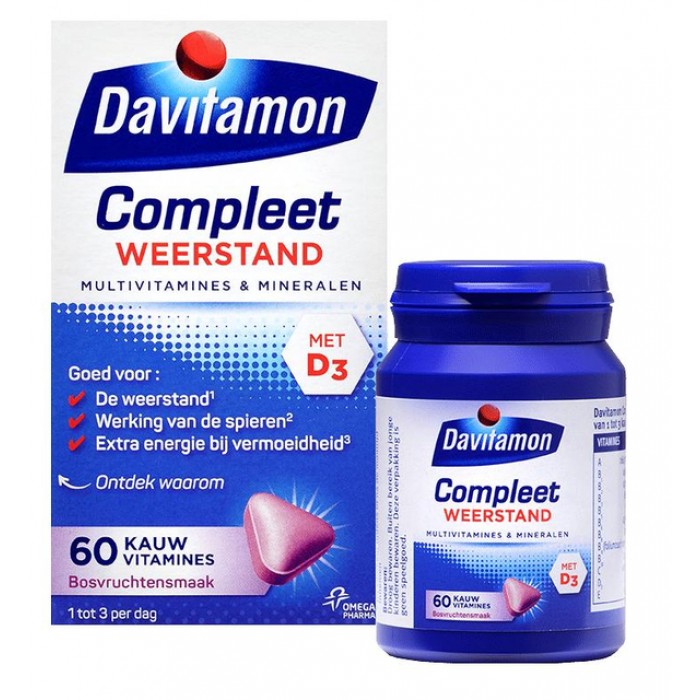 Multi-vitamine Davitamon Compleet kauwtablet bosvruchten 60 stuks