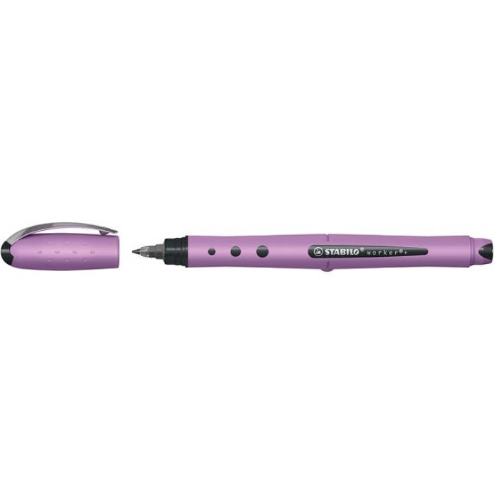 Rollerpen STABILO Worker+ Wildflower medium grijsviolet