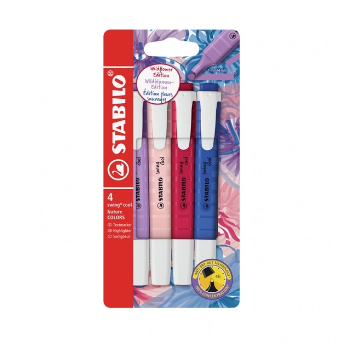 Markeerstift STABILO Swing cool Wildflower assorti 4 stuks