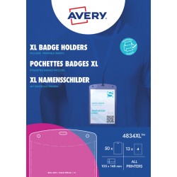Badge Avery 4834XL A6 hoes + bedrukbare insteekkaarten 50 stuks