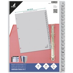 Tabbladen Kangaro A4 4-gaats 20-delig A-Z breed PP grijs